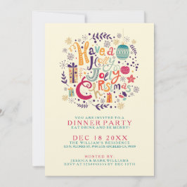 Retro Holly Jolly Colorful Kerstmis Diner Invite Kaart