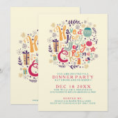 Retro Holly Jolly Colorful Kerstmis Diner Invite Kaart (Voorkant / Achterkant)