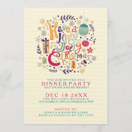 Retro Holly Jolly Colorful Kerstmis Diner Invite Kaart