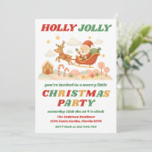 Retro Holly Jolly Editable Christmas Party Kaart (Staand voorkant)
