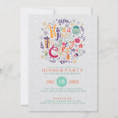 Retro Holly Jolly Kerstfeest Uitnodiging (Achterkant)