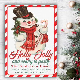 Retro  Holly Jolly Snowman Custom Christmas Kaart
