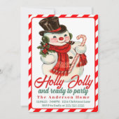 Retro  Holly Jolly Snowman Custom Christmas Kaart (Voorkant)