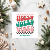 Retro Holly Jolly Vibes Custom Christmas Party Servet