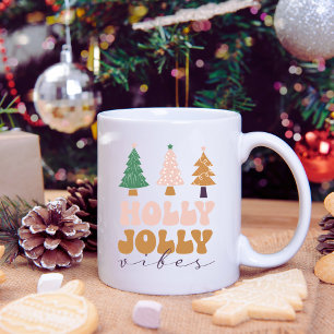 Retro Holly Jolly Vibes Kerst Mok