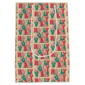 Retro  Holly Jolly Vibes Kerstcrème Medium Cadeauzakje (Achterkant)