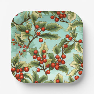 Retro Holly Kerst Klein Papieren Bordje
