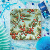 Retro Holly Kerstmis Groot Papieren Bordje (Feest)