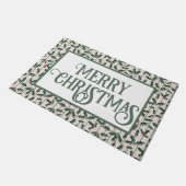 Retro Holly Vrolijk Kerstfeest Deurmat (Schuin)