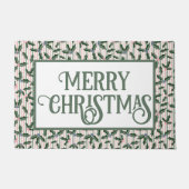 Retro Holly Vrolijk Kerstfeest Deurmat (Voorkant)