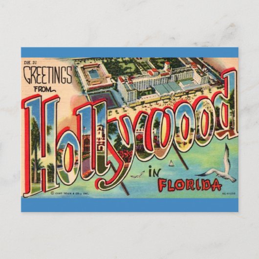 Retro Hollywood Florida Briefkaart (Voorkant)