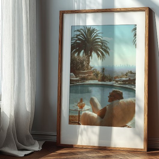 Retro Hollywood Glamour: Poolside met een Uitzicht Poster