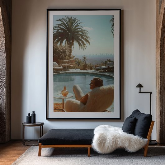 Retro Hollywood Glamour: Poolside met een Uitzicht Poster