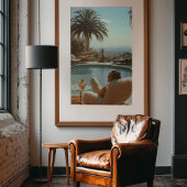 Retro Hollywood Glamour: Poolside met een Uitzicht Poster