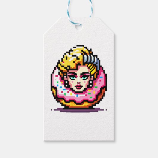 Retro Hollywood Icon - Pixel Art Pop Cultuur Cadeaulabel (Voorkant)