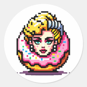 Retro Hollywood Icon - Pixel Art Pop Cultuur Ronde Sticker