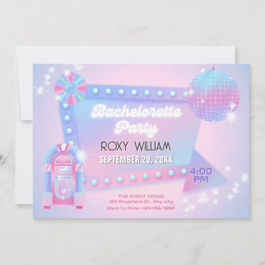 Retro holo disco vrijgezellenfeest kaart (Voorkant)