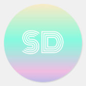 Retro holografische trouw  ronde sticker (Voorkant)