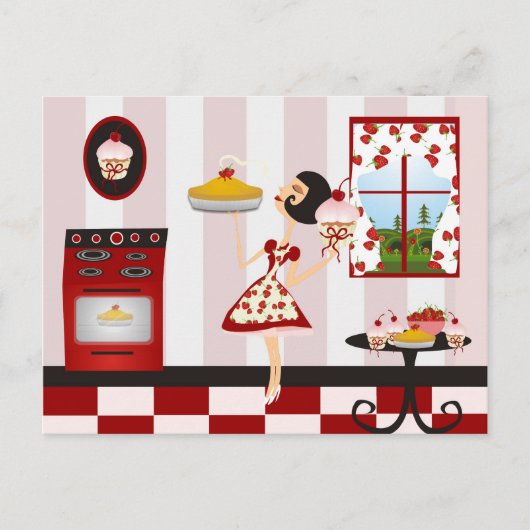 Retro Home-koking Recipe Briefkaart (Voorkant)