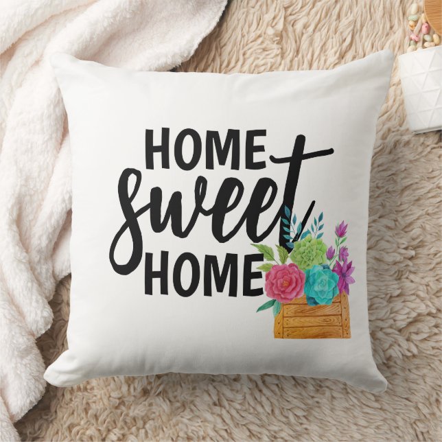 Retro Home Sweet Home Boho Wildflowers Kussen (Deken)