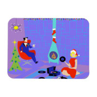 Retro Home voor de Feestdagen Flexi Magnet