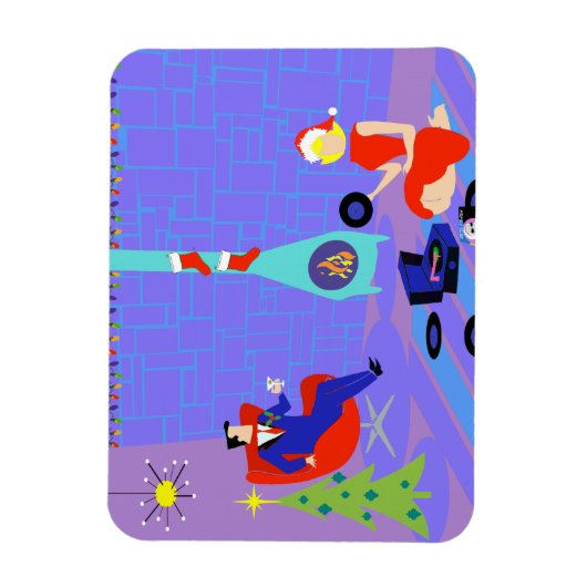 Retro Home voor de Feestdagen Flexi Magnet Magneet (Verticaal)