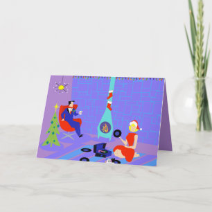 Retro Home voor de kerstkaart van Feestdagen