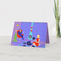 Retro Home voor de kerstkaart van Feestdagen
