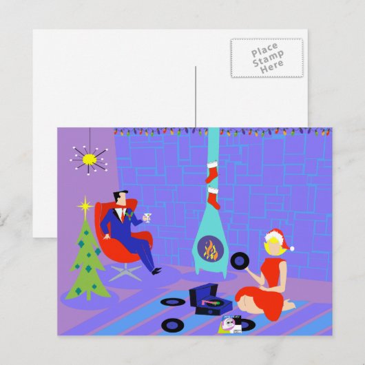 Retro Home voor het Feestdagen Briefkaart (Voorkant / Achterkant)