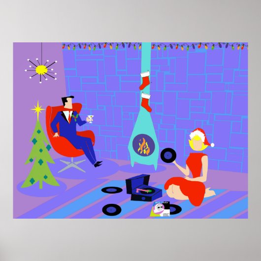 Retro Home voor het Feestdagen kerstPoster Poster (Voorkant)