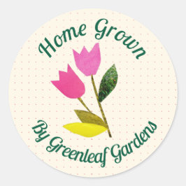 Retro Homegrown Flowers Schattigee Boerderij Tulpe Ronde Sticker