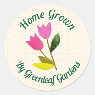 Retro Homegrown Flowers Schattigee Boerderij Tulpe Ronde Sticker