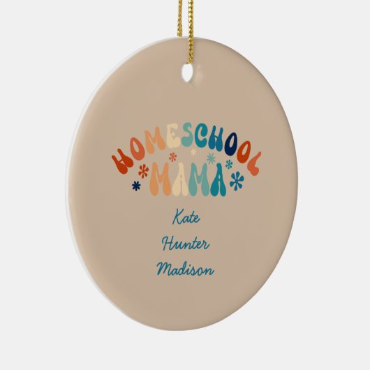Retro Homeschool Moeder Mama Gepersonaliseerd Keramisch Ornament (Rechts)