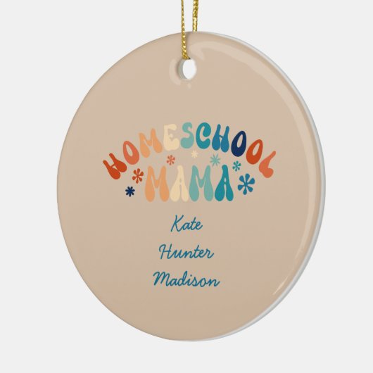 Retro Homeschool Moeder Mama Gepersonaliseerd Keramisch Ornament (Links)