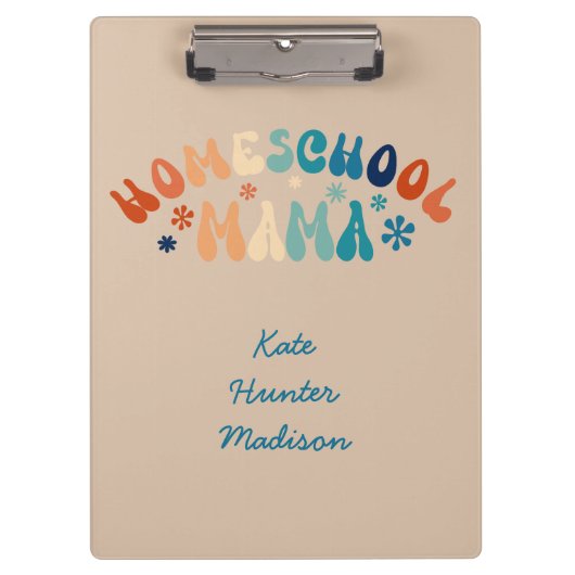 Retro Homeschool Moeder Mama Gepersonaliseerd Klembord (Voorkant)