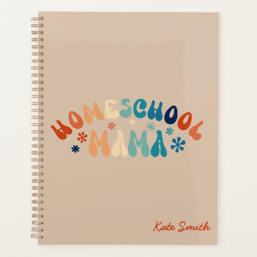 Retro Homeschool Moeder Mama Gepersonaliseerd Planner (Voorkant)