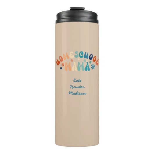 Retro Homeschool Moeder Mama Gepersonaliseerd Thermosbeker (Voorkant)