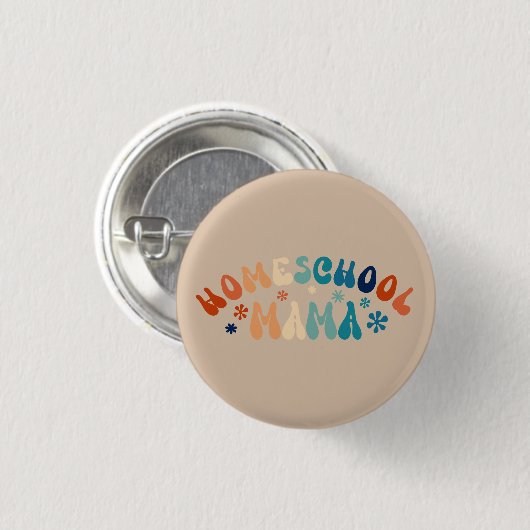 Retro Homeschool Moeder Mama Ronde Button 3,2 Cm (Voorkant /achterkant)