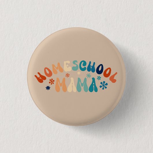 Retro Homeschool Moeder Mama Ronde Button 3,2 Cm (Voorkant)