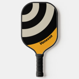 Retro Hommels Cirkel Streep Strepen met Naam Pickleball Paddle