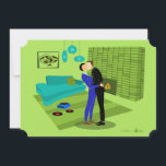 Retro homo koppel verliefd uitnodiging<br><div class="desc">Dit retro-homo-koppel verliefd uitnodigingsontwerp is de perfecte mix van passie en kitsch. Het minimalistische kunstontwerp in de stijl van de jaren 60 toont een aantrekkelijk homo-koppel dat in het midden van hun onberispelijk ingerichte tijdscapselwoning zoent. De limoengroene bakstenen open haard zet de toon voor de verzorgde heren, terwijl de draaitafel...</div>