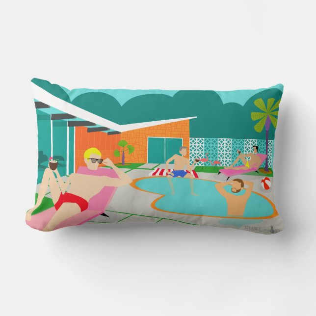 Retro homopoolfeest lendenkussen kussen (Voorkant)
