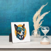 Retro hond draagt zonnebril fotoplaat (Insitu)