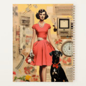 Retro Hond en dame abstract Collage Scrapbooking Planner (Achterkant)