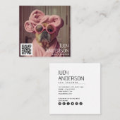 Retro Hond Groomer Vierkante Visitekaartje (Voorkant / Achterkant)