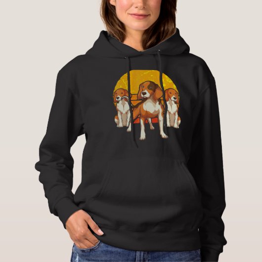 Retro Hond Huisdier Eigenaar Dier Sunset Beagle Hoodie (Voorkant)