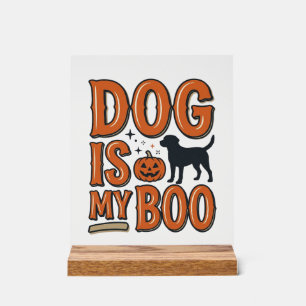 Retro Hond Is Mijn Boo Halloween T-shirt Ontwerp_1 Acryl Bord