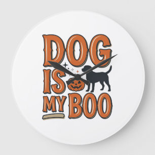 Retro Hond Is Mijn Boo Halloween T-shirt Ontwerp_1 Grote Klok