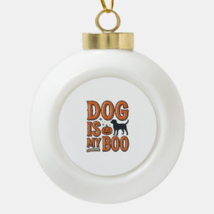 Retro Hond Is Mijn Boo Halloween T-shirt Ontwerp_1 Keramische Bal Ornament