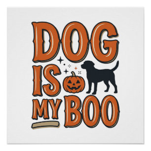 Retro Hond Is Mijn Boo Halloween T-shirt Ontwerp_1 Perfect Poster